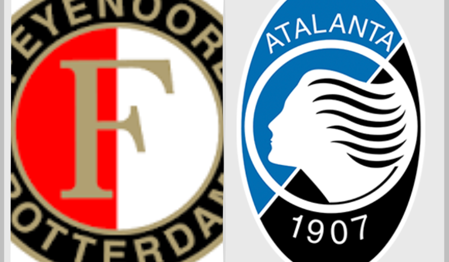 Gli stemmi di Atalanta e Feyenoord