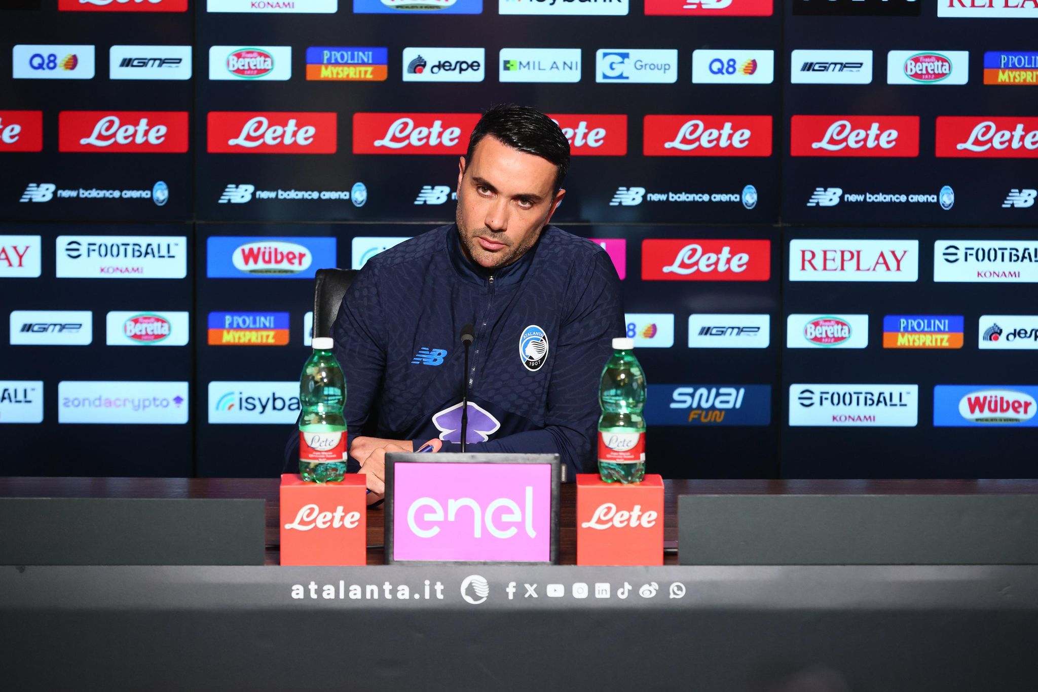 Palladino in conferenza stampa a Zingonia