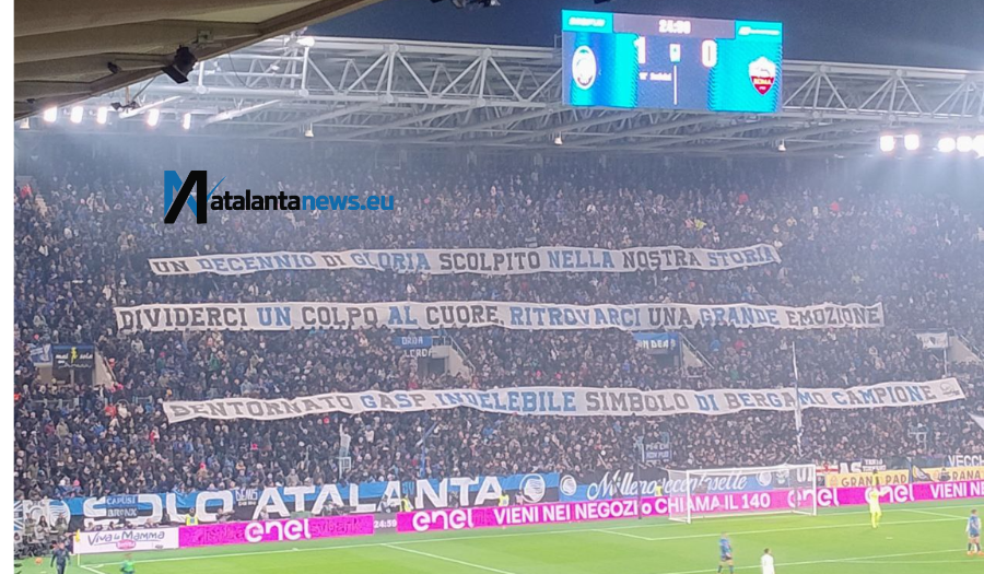 Lo striscione della Nord per Gasperini